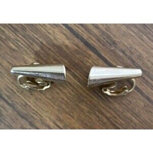 Vintage 1982 Avon Clip Earrings Gold Tone Pleated Horn
